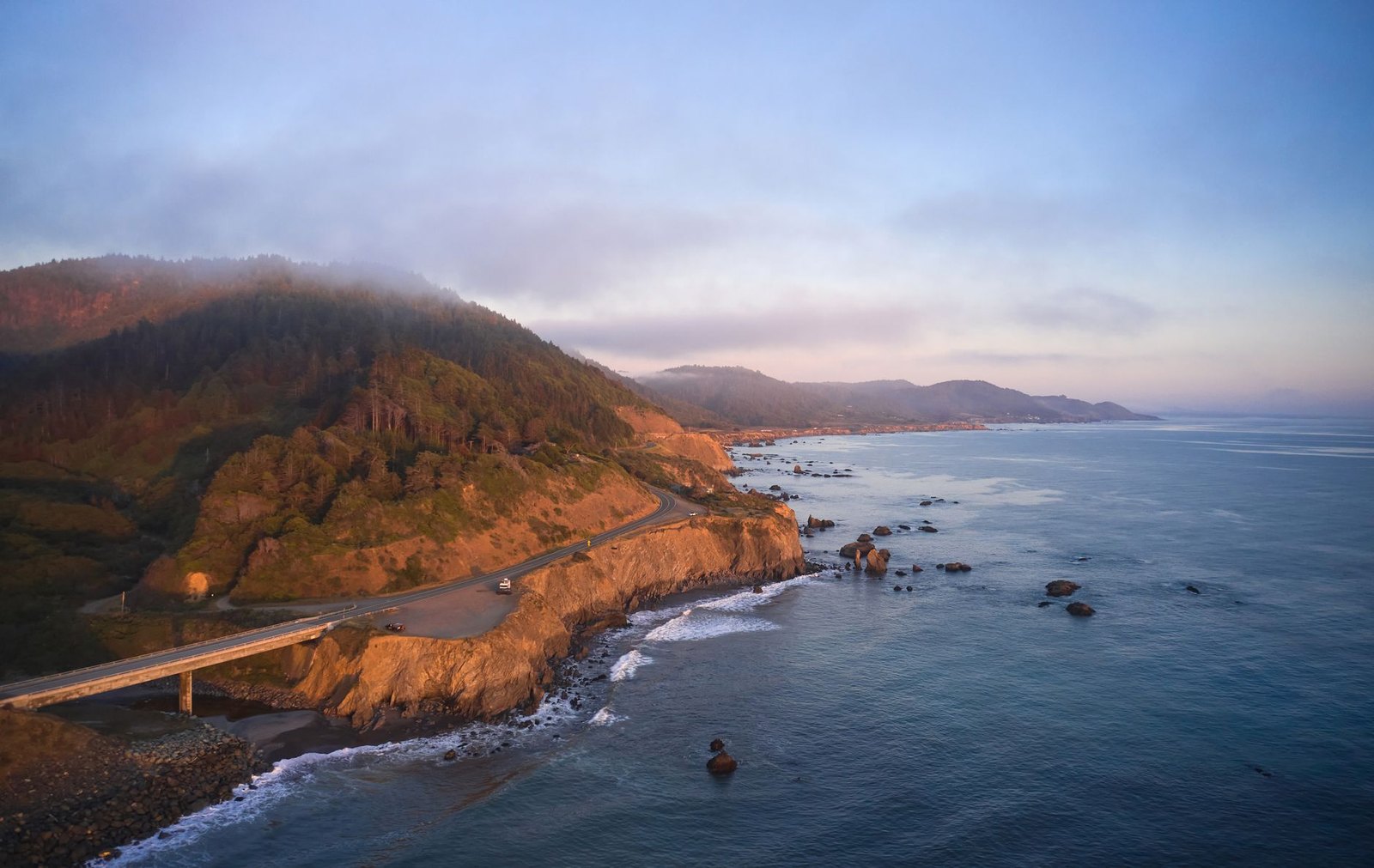 The coast road at dusk