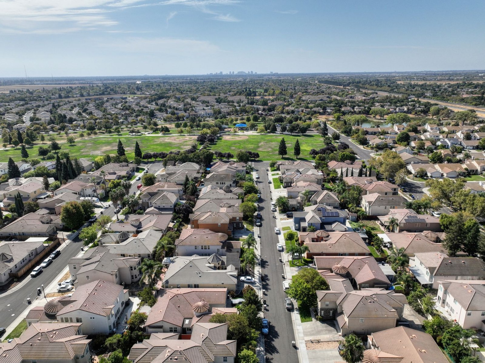 The valley floor, street after street