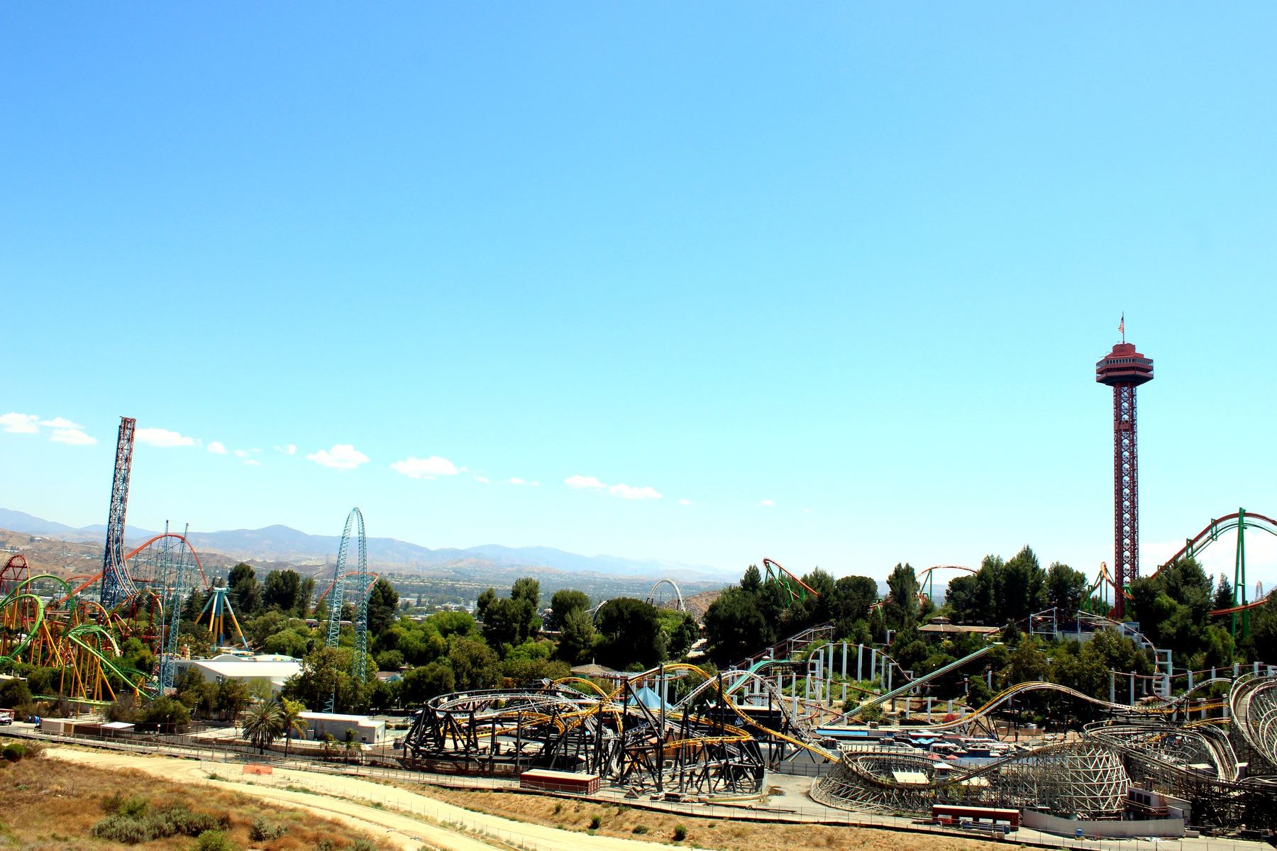 Six Flags Magic Mountain above the Santa Clarita Valley